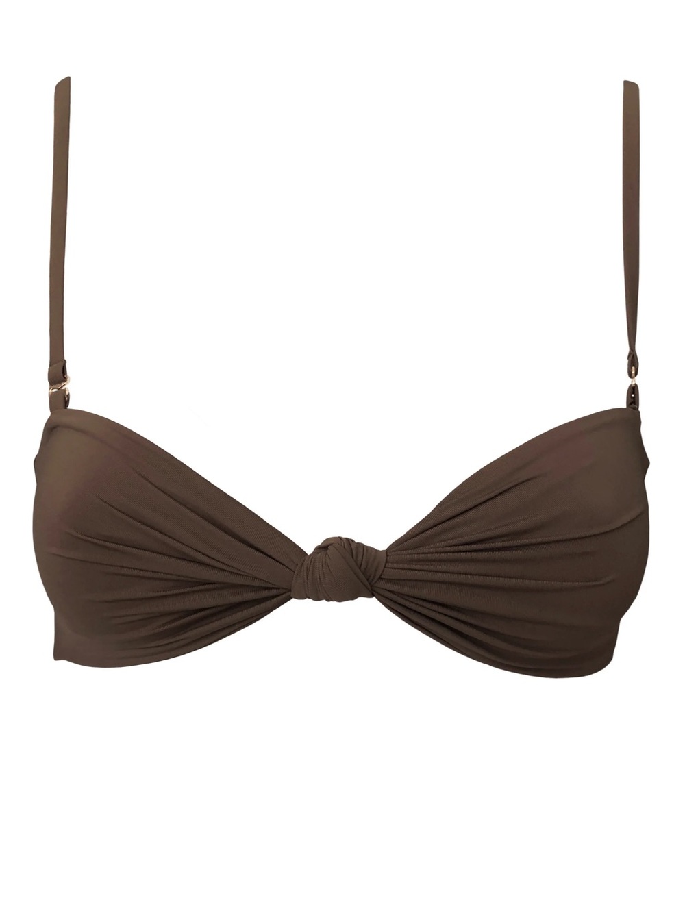 NWT SIZE M Women's Brown Knot Front Bandeau Bikini Top with Removable Straps